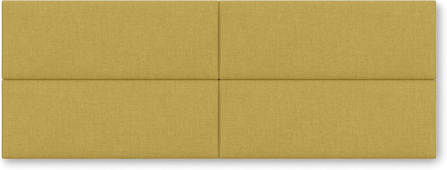 Jaxx Panelist Modern Padded Headboard – Set of 4 Wall Mounted Panels (Each 11.25' x 30') - Queen, Amber Gold Microvelvet