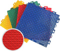 16 Pcs Modular Interlocking Cushion Plastic Outdoor Flooring Anti-Slip Floor Tile Mats Drain Pool Patio Balcony Yard Washer Pad，Red 9.8 * 9.8 * 0.5inch