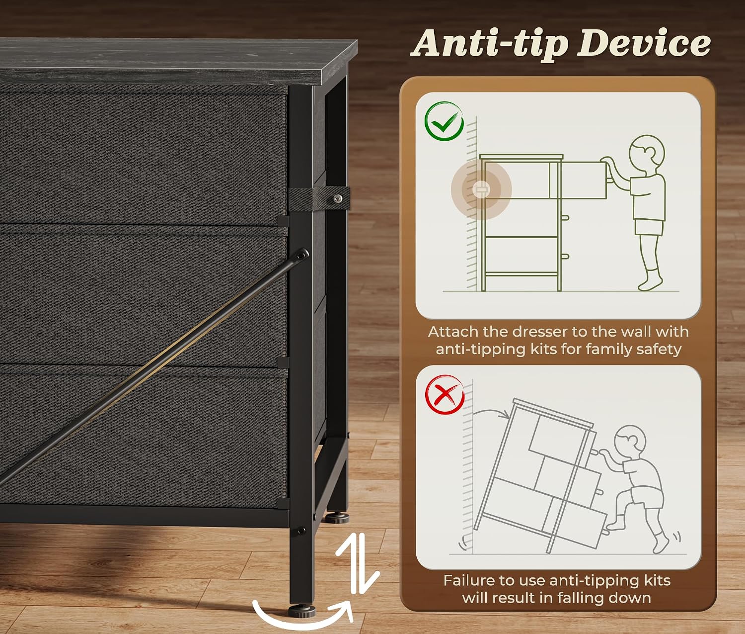 Huuger 78.7 inch Long Dresser for Bedroom, 15 Drawer Fabric Dresser for Closet, Large TV Stand for 65, 75, 85 inch TV, Wide Chest of Drawer with Storage, 78.7' W x 12.9' D x 26.7' H, Charcoal Black