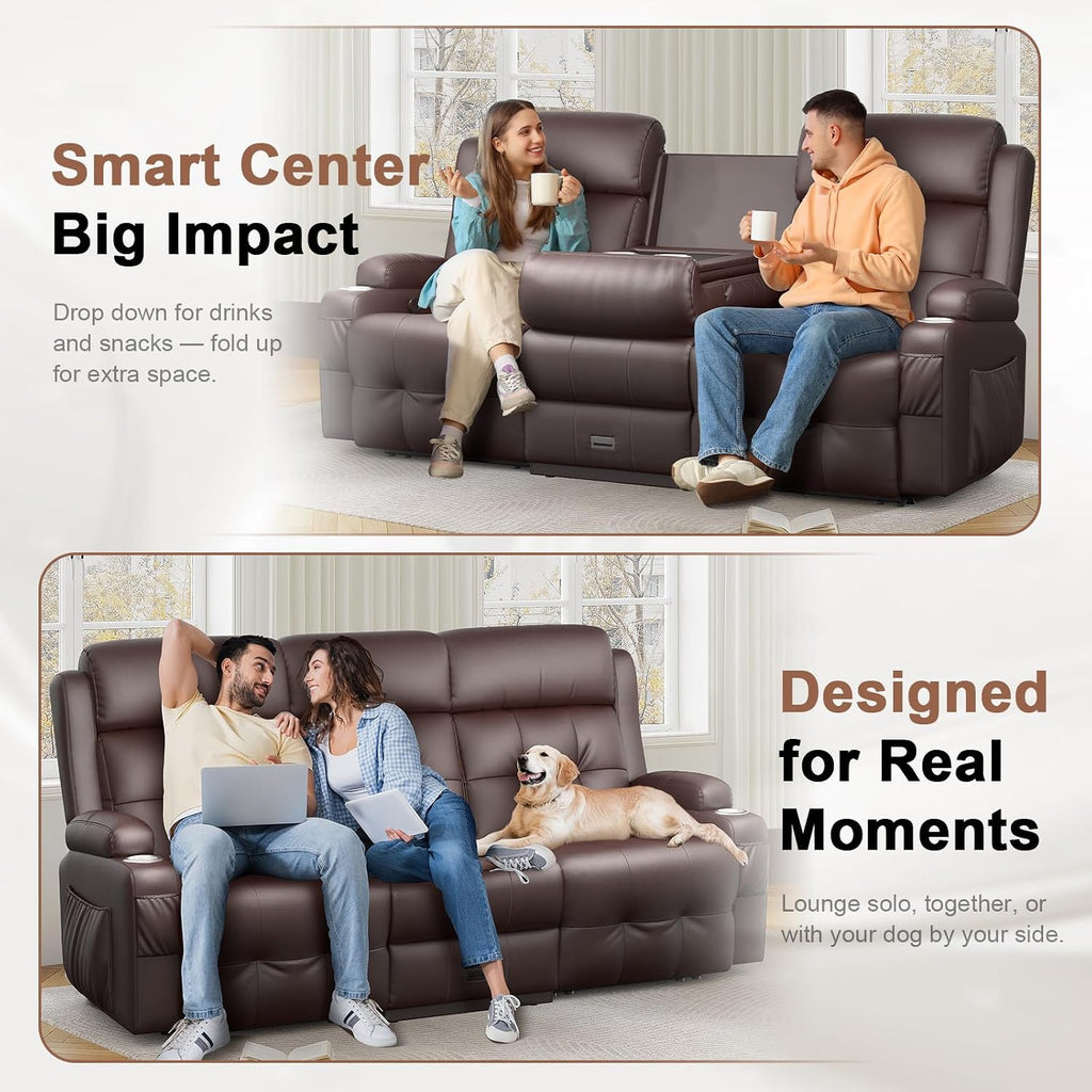 Recliner Sofa, Massage Flip Back Reclining Sofa 3 Seater Sets Heavy Weight Capacity, RV Loveseat Clearance, Recliner Couch with Storage, Cup Holders, Wall Hugger Couches for Living Room