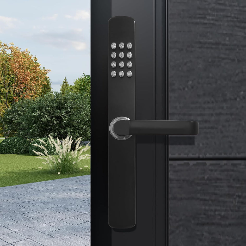 6ft (H) x 4ft (W) Privacy Fence Gate with Keypad Lock, Durable Composite Outdoor Gate with Metal Frame,Black