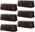 Wish Care 6 Pack Brown Rectangle Table Clothes for 8 Foot Tables, Polyester Fitted Tablecloths 8ft Stretch Table Cover for Wedding, Birthday, Parties, Trade Show, Craft Show