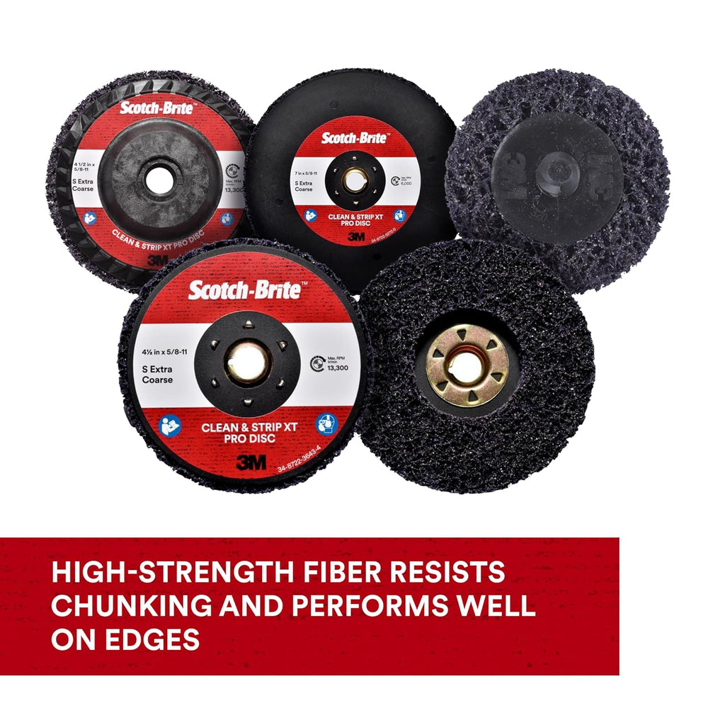 3M Scotch-Brite Clean and Strip XT Pro Disc, XO-DC, SiC Extra Coarse, T27, 4-1/2 in x 5/8'-11, Silicon Carbide Cuts Aggressively and Leaves a Fine Finish, Resists Loading, Purple (Pack of 10)