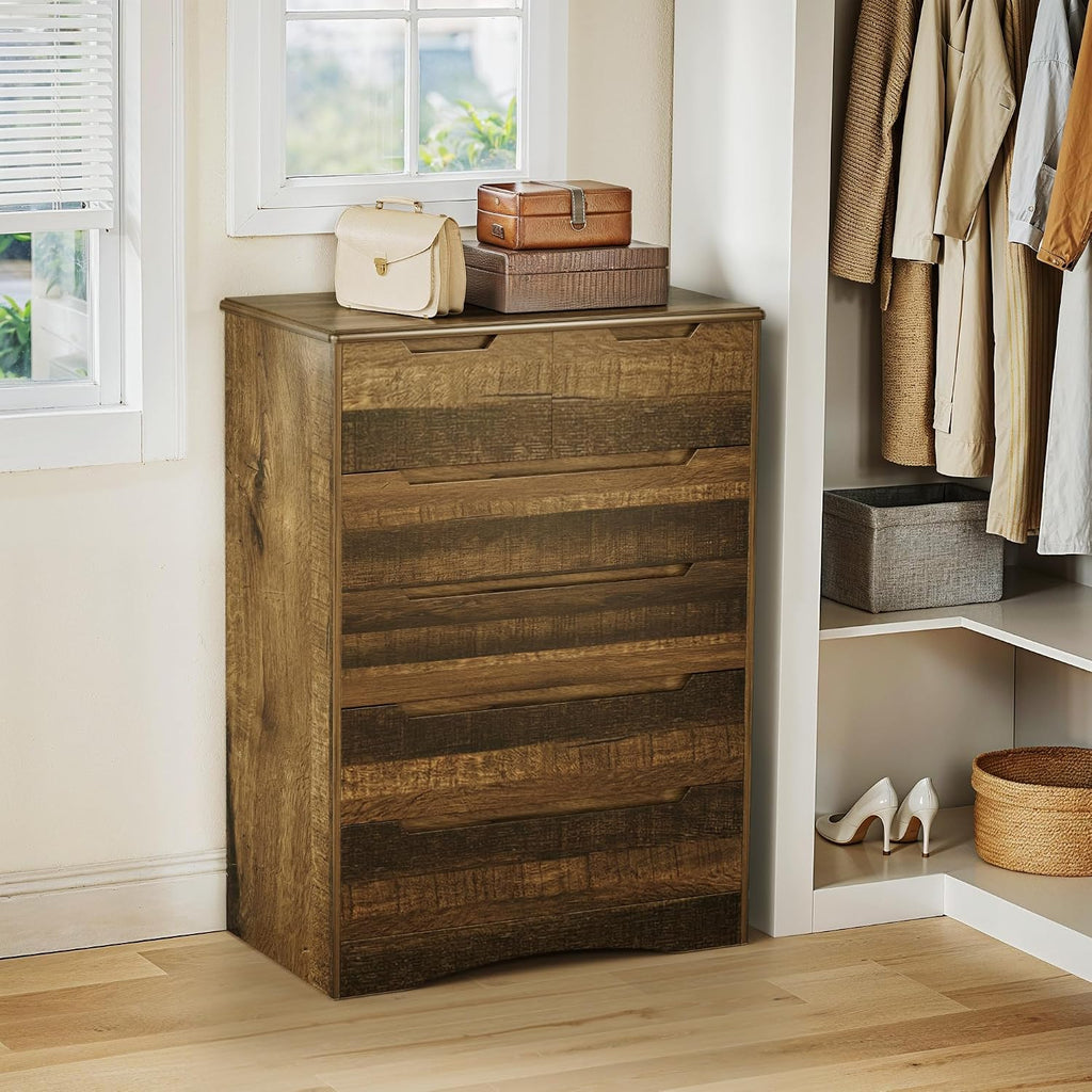 Gizoon 6 Drawer Dresser, Chest of Drawers with Large Storage, Light Brown Dressers for Bedroom, Tall Dresser and Organizer with Anti-Tripping, Wooden Cabinet for Office, Living Room, Entryway