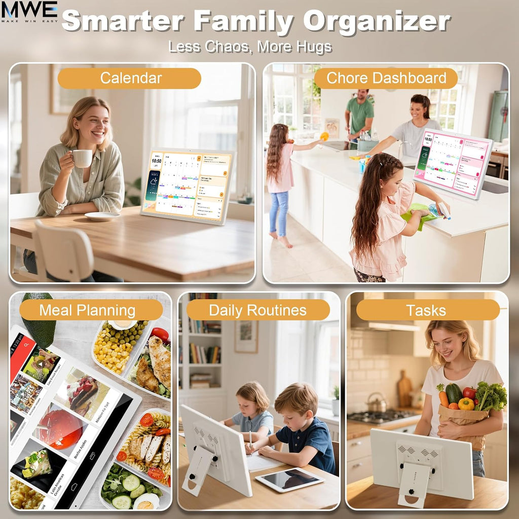 24 Inch Touchscreen Digital Calendar, Wall Planner, Desktop Smart Electronic Calendar, 8GB+128GB Android 13, Supports Google Play Apps, Office Desk Assistant & Family Schedules, Wall/Desk Stand