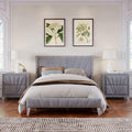 3 Pieces Velvet Bedroom Set with Full Upholstered Bed and Two Nightstand, Contemporary Furniture Set for Bedroom Living Room (Gray+3 Pieces+Full)