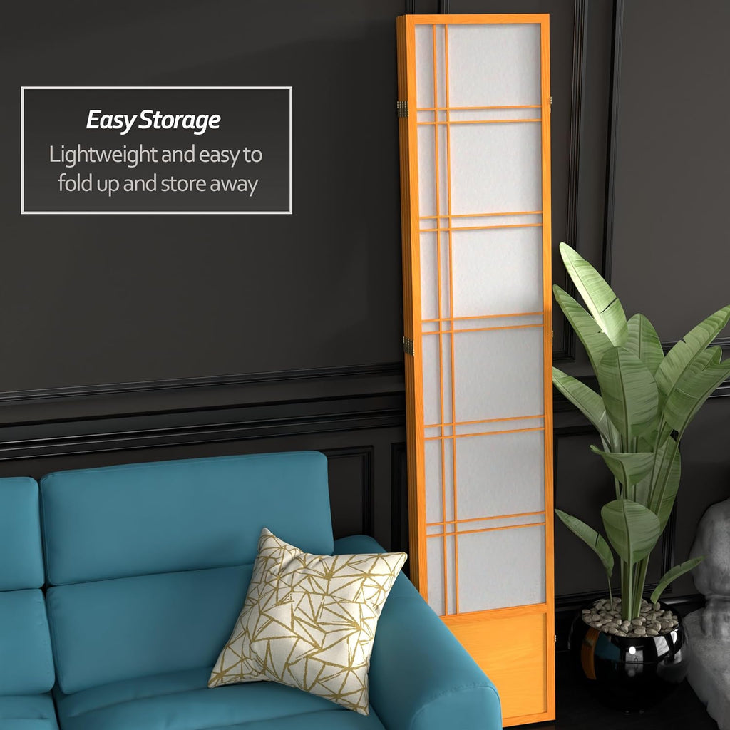 Red Lantern 7 ft. Tall Double Cross Shoji Screen - Honey - 4 Panels
