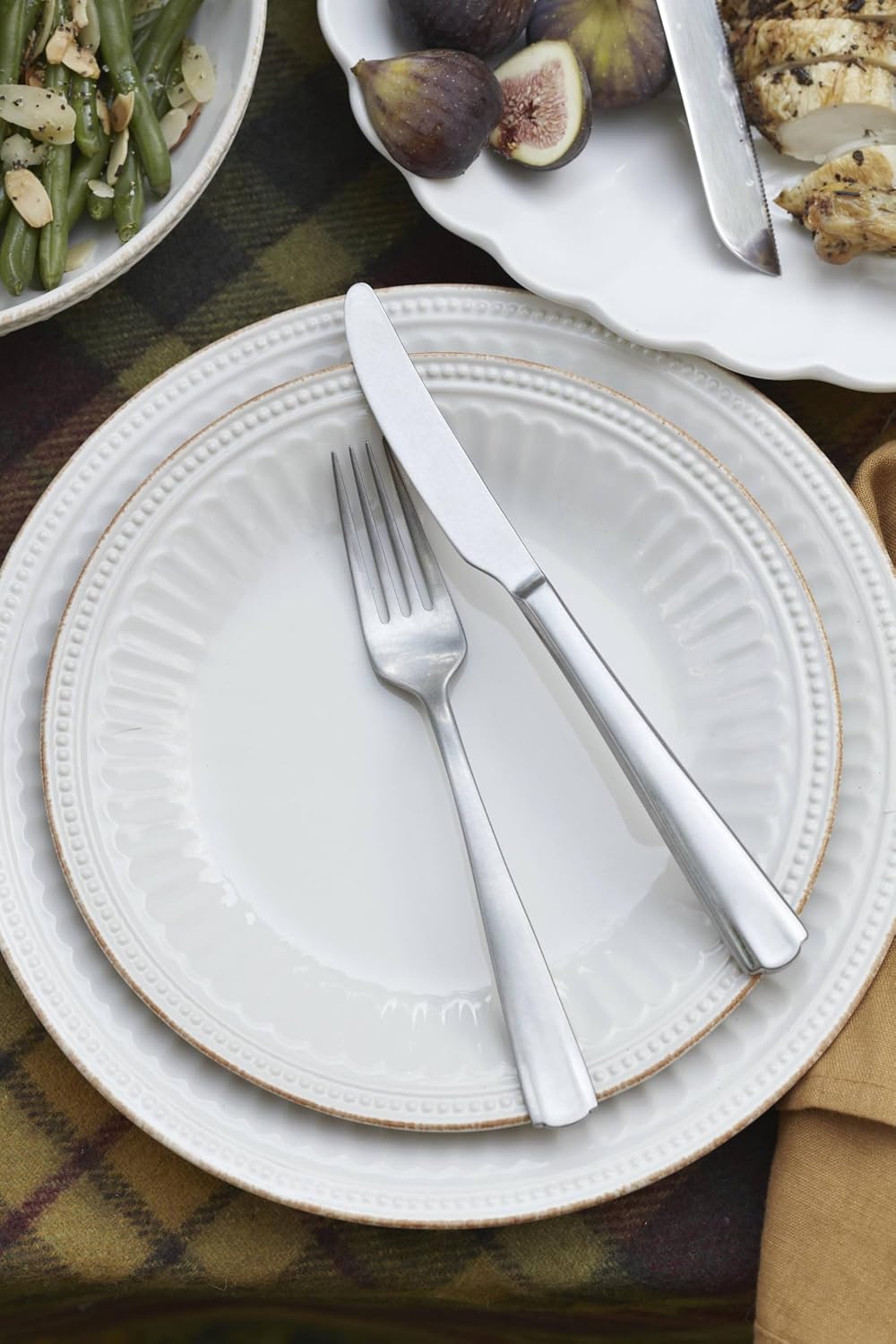 Lenox 891196 French Perle Groove White 12-Piece Pasta Bowl Dinnerware Set, Service For 4