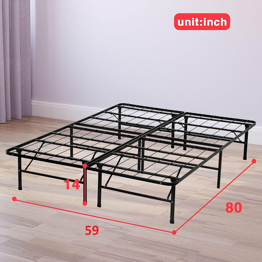 FDW Queen Bed Frame Metal Bed Frame with Anti-Slip Support Easy Assembly No Box Spring Needed Underbed Storage Black