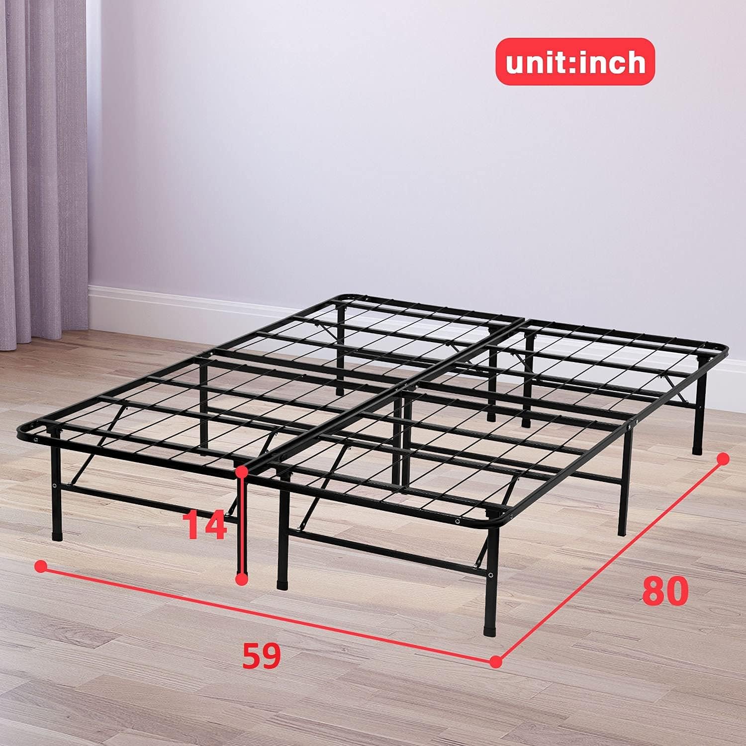 FDW Queen Bed Frame Metal Bed Frame with Anti-Slip Support Easy Assembly No Box Spring Needed Underbed Storage Black