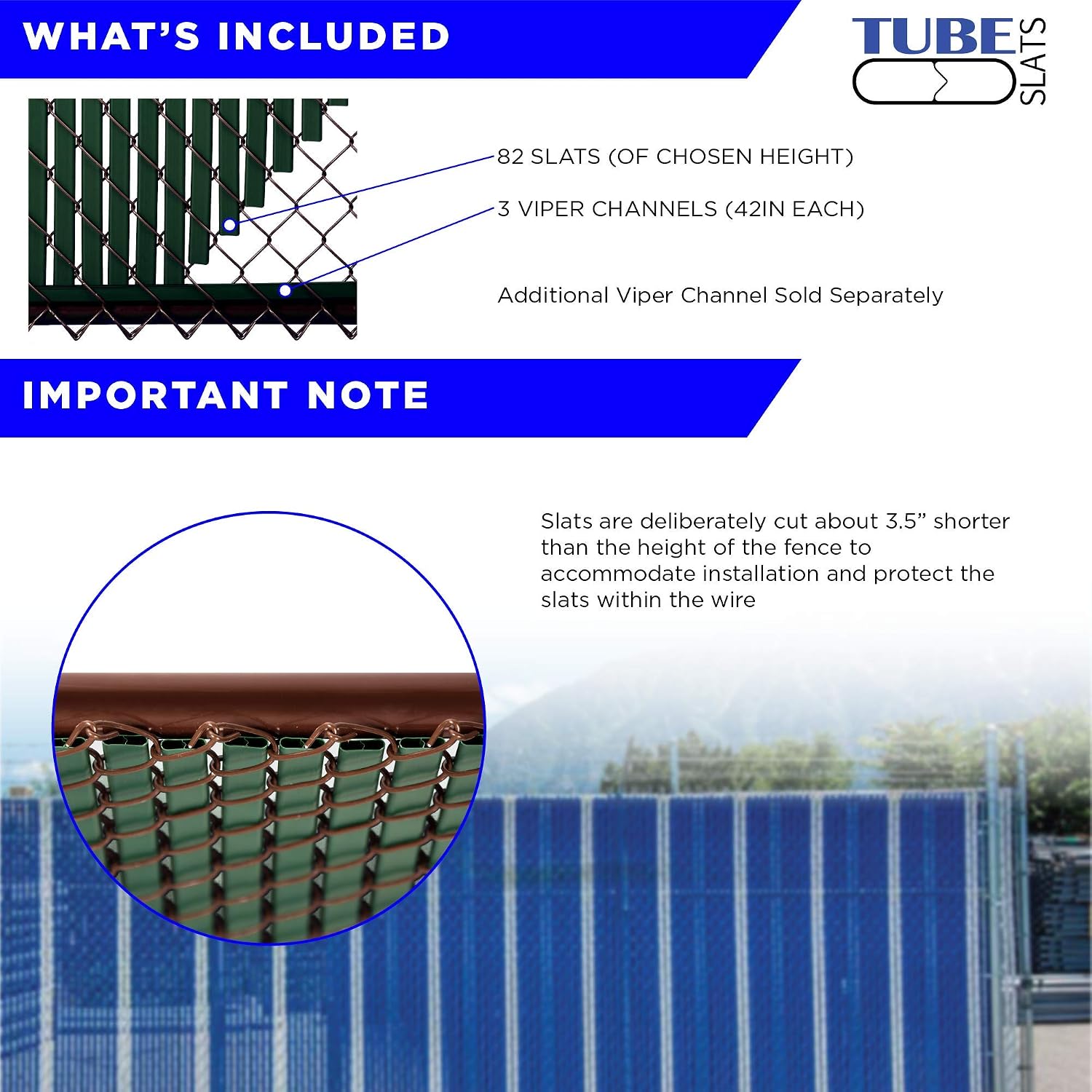 Proudly Made in The USA! - Tube Slat Double-Wall Bottom Locking Slat Depot Privacy Slat for 3', 4', 5', 6', 7' and 8' Chain Link Fence (7ft, White)