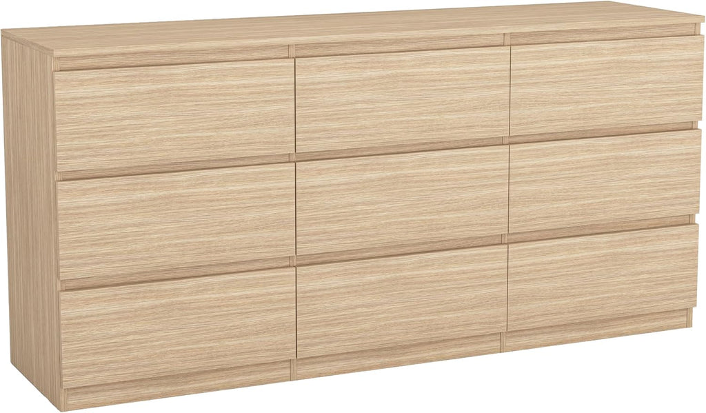 9 Drawer Dresser for Bedroom,Modern Deep Drawer Dresser with No-Handle Design,Storage Wood Chest of Drawer,Storage Organizer Furniture for Closet,Hallway