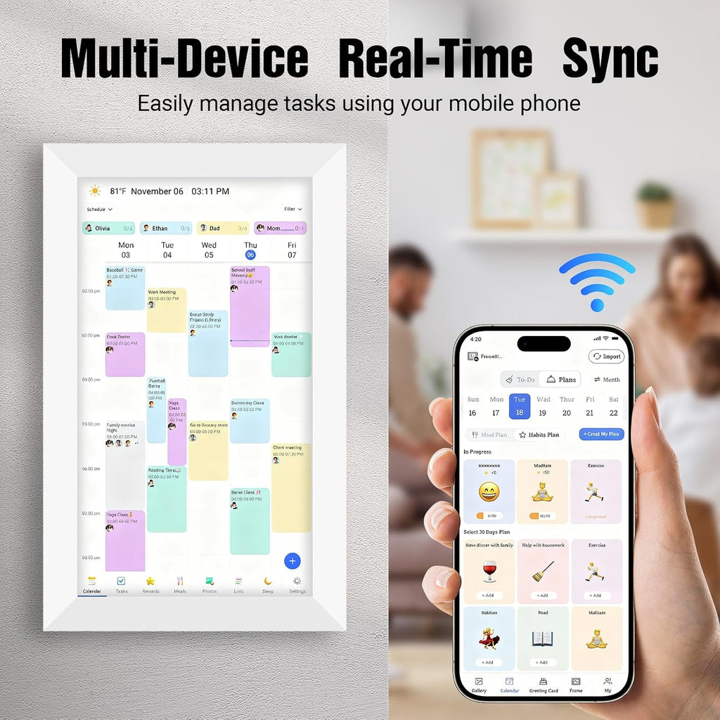 15.6'' Digital Calendar Wall Touch Screen, 1920 * 1080P Electronic Smart Calendar, Digital Picture Frame, Daily Weekly and Monthly Planner, Electronic Chore Chart, White Elephant Gifts for Women, Mom, Teacher, Grandma