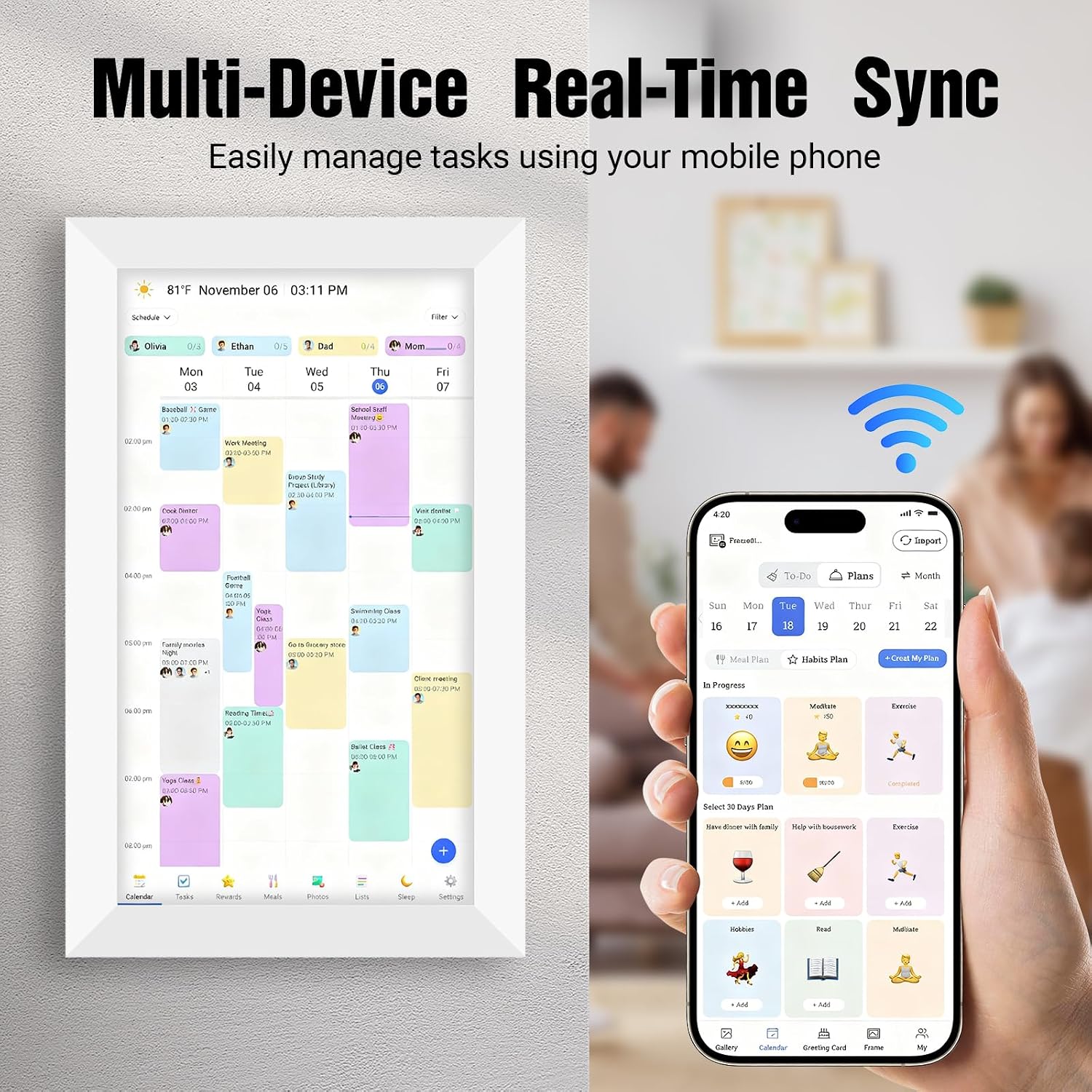 15.6'' Digital Calendar Wall Touch Screen, 1920 * 1080P Electronic Smart Calendar, Digital Picture Frame, Daily Weekly and Monthly Planner, Electronic Chore Chart, White Elephant Gifts for Women, Mom, Teacher, Grandma