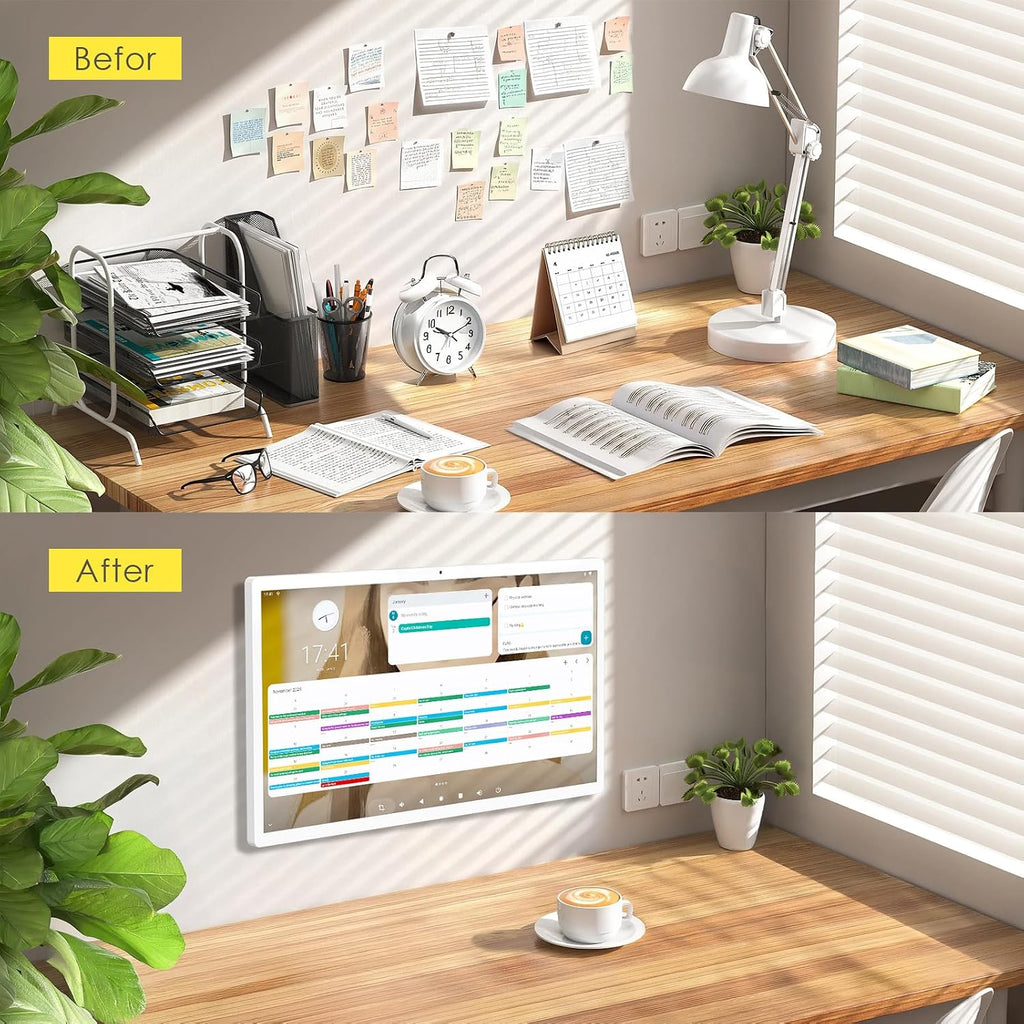 21.5-inch Digital Calendar, 6+128G 1080P Smart Calendar with Touchscreen, Electronic Wall Planner Chore Chart with Advanced Voice Interaction for Family Schedules, Wall Mount Included