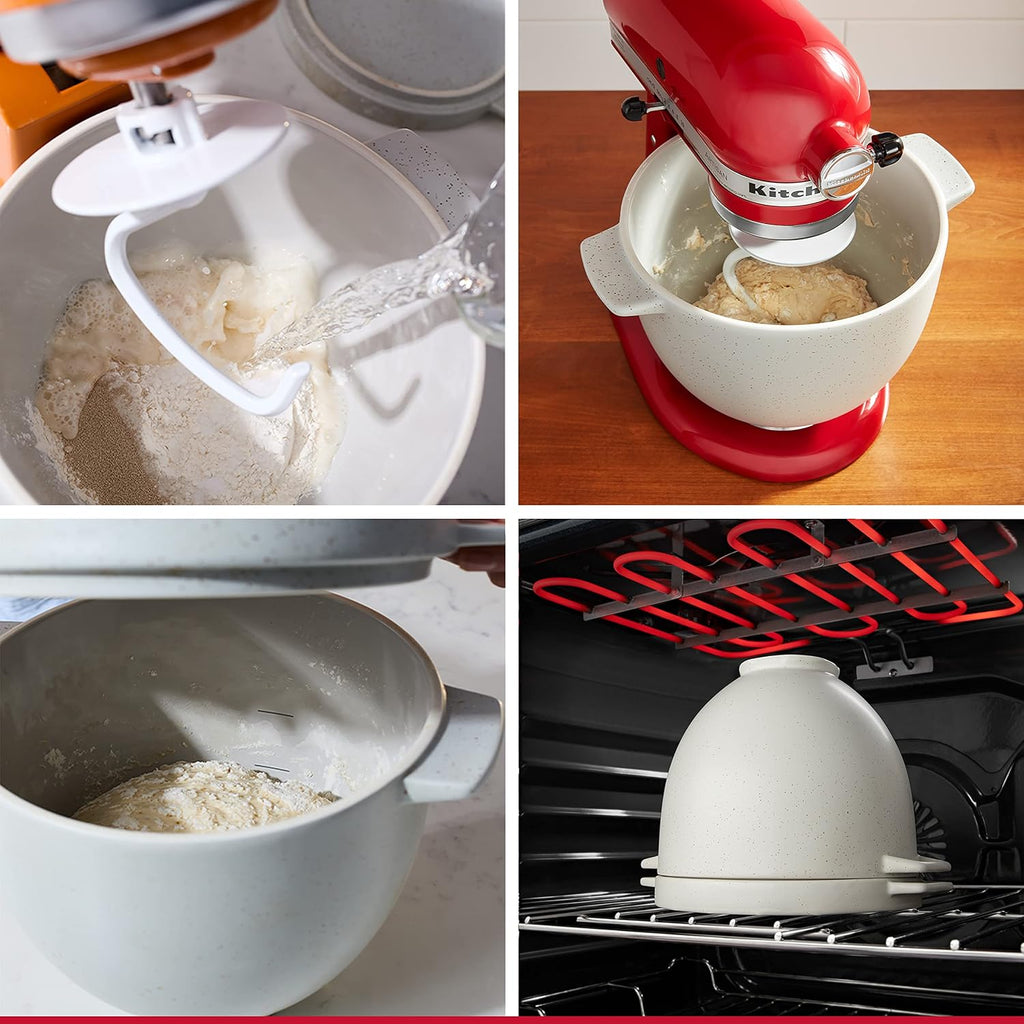 KitchenAid 5 Quart Ceramic Bread Bowl with Lid for all 4.5-5 Quart Tilt-Head Stand Mixers - KSM2CB5BGS