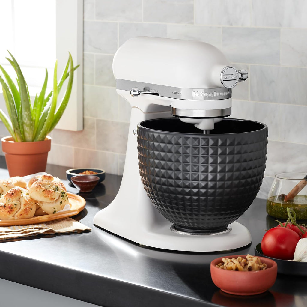 KitchenAid 5 Quart Black Studded Ceramic Bowl 4.5 or 5 Q Tilt-Head Stand Mixers, KSM2CB5LS