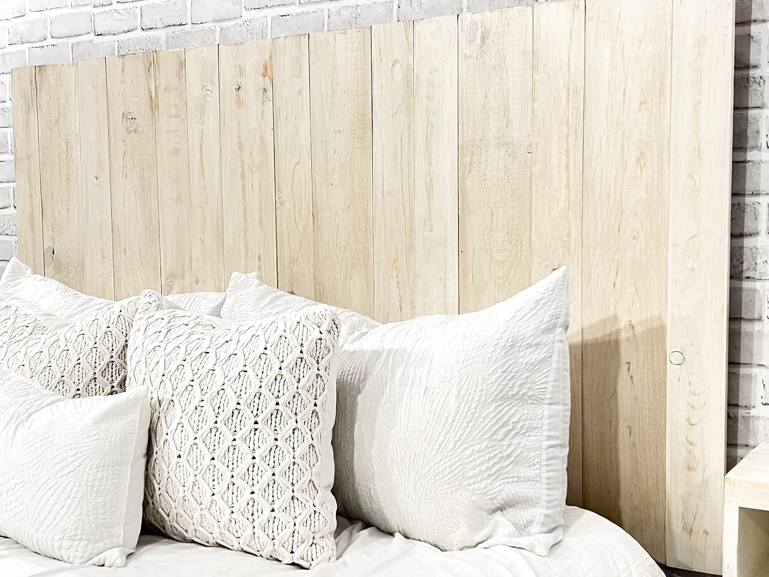Barn Walls Antique White Headboard, Farmhouse Design, Solid Wood Headboard, Floating Panels, Wall Mount, Adjustable Height, Easy Assembly, Full Size