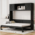 Harper & Bright Designs Queen Size Murphy Bed, Wood Hidden Foldable Wall Bed Frame with Storage Cabinet for Bedroom, Office, Space-Saving, Black