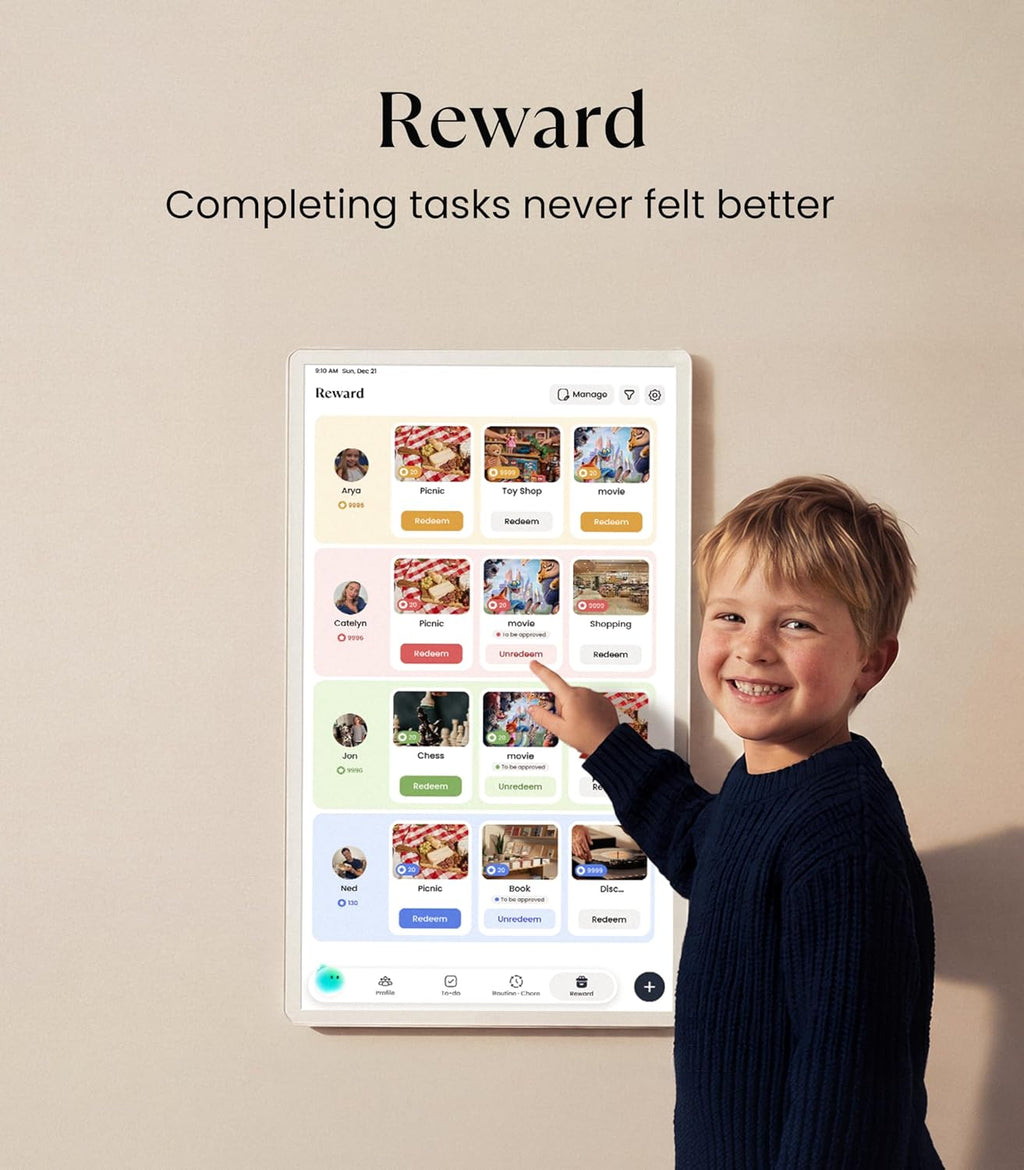 Cozyla Calendar Plus 2: 24' Smart Digital Calendar with Google Play Store | Customizable Dashboard, Electronic Touch Screen Wall Planner with Voice Agent, Chore Chart＆Reward, Meal Planner & Wall Mount