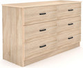 Bigbiglife Dresser for Bedroom, 6 Drawer Double Dresser, Modern Chest of Drawers with Deep Drawers, TV Stand Large Storage Organizer for Living Room, Closet (Light Oak)
