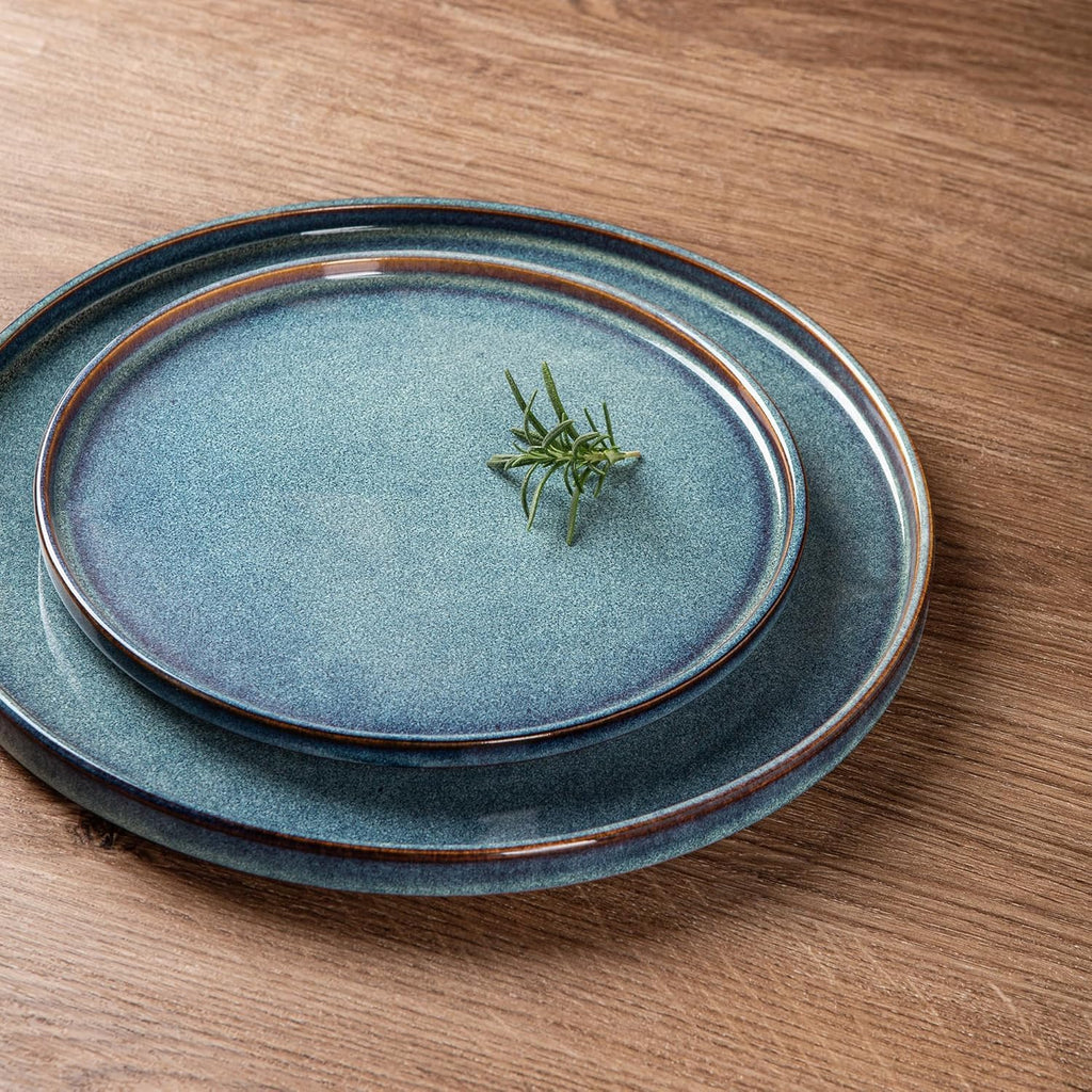 AmorArc Stoneware Dinnerware Sets,Round Reactive Glaze Ceramic Plates and Bowls Sets,Highly Scratch Resistant | Microwave & Dishwasher Safe,Service for 8 Dishes Set (24pc)