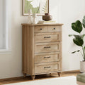 WAMPAT Oak Dresser for Bedroom with 5 Drawers, Tall Kids Dressers with Chest of Drawers, Farmhouse Light Wood Storage Organizer, Samll Dressers for Living Room, Nursery, Hallway