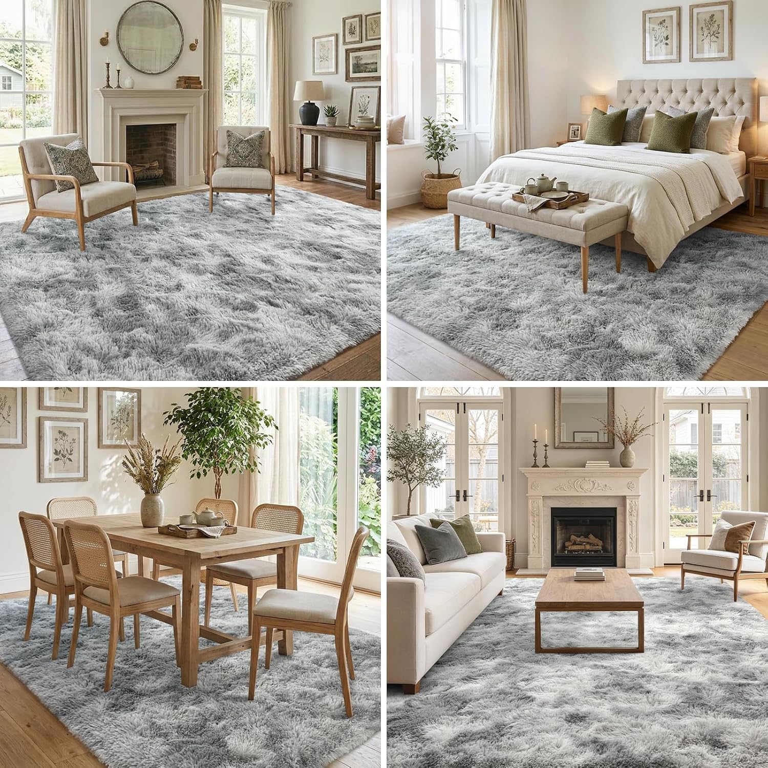 10x14 Ft Extra Large Shag Rugs for Living Room, Ultra Soft Fluffy Furry Area Rugs for Bedroom Indoor Floor, Aesthetic Carpet for Kids Home Decor (Light Grey)
