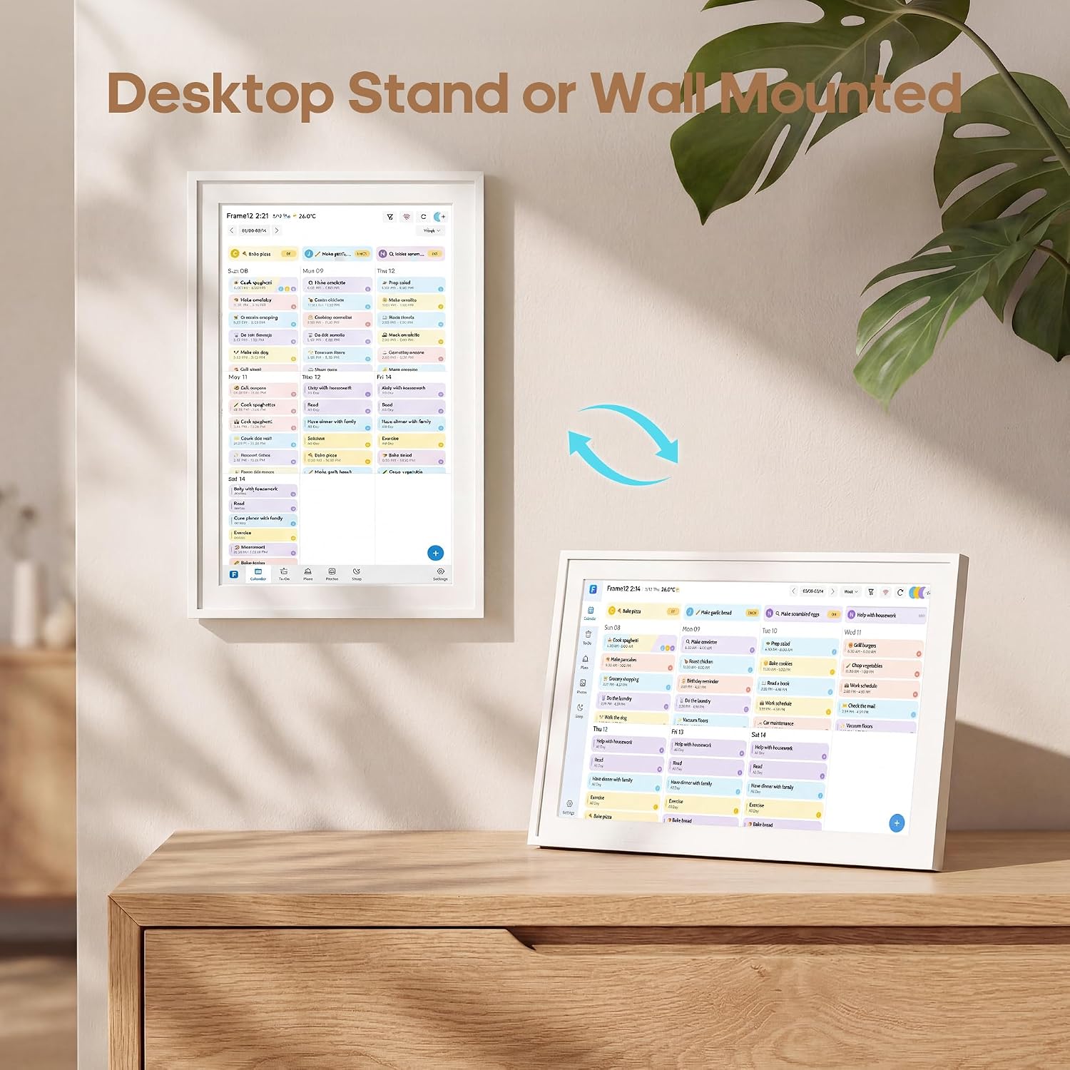 Fenbeli 15.6' Digital Calendar Wall Touch Screen, No Subscription Family Calendar with 6-App 2-Way Sync, Chore Chart Meal Planner Habit Tracker, Wi-Fi Schedule Display,Wall & Desk Mount