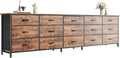 Huuger 78.7 inch Long Dresser for Bedroom, 15 Drawer Fabric Dresser for Closet, Large TV Stand for 65, 75, 85 inch TV, Wide Chest of Drawer with Storage, 78.7' W x 12.9' D x 26.7' H, Rustic Brown