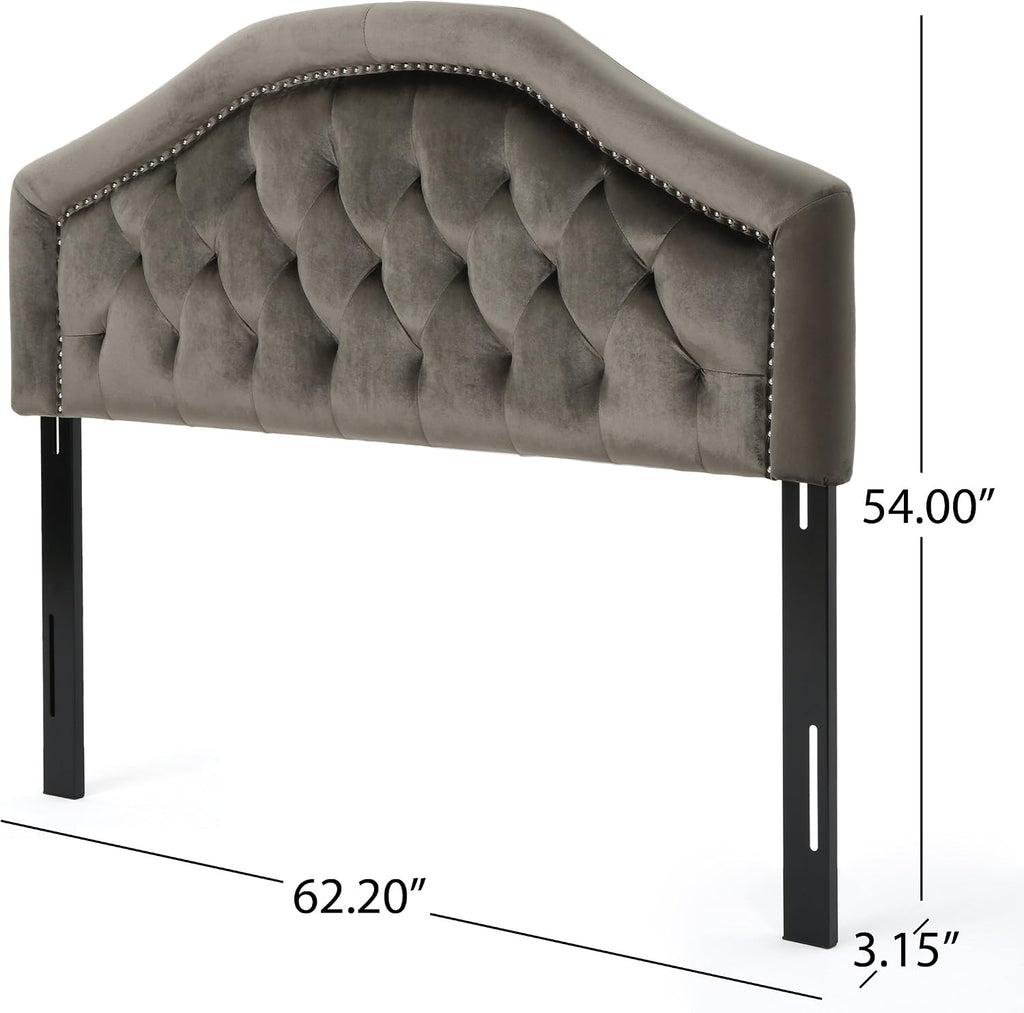 Christopher Knight Home Killian Velvet Headboard, Queen / Full, Grey / Black