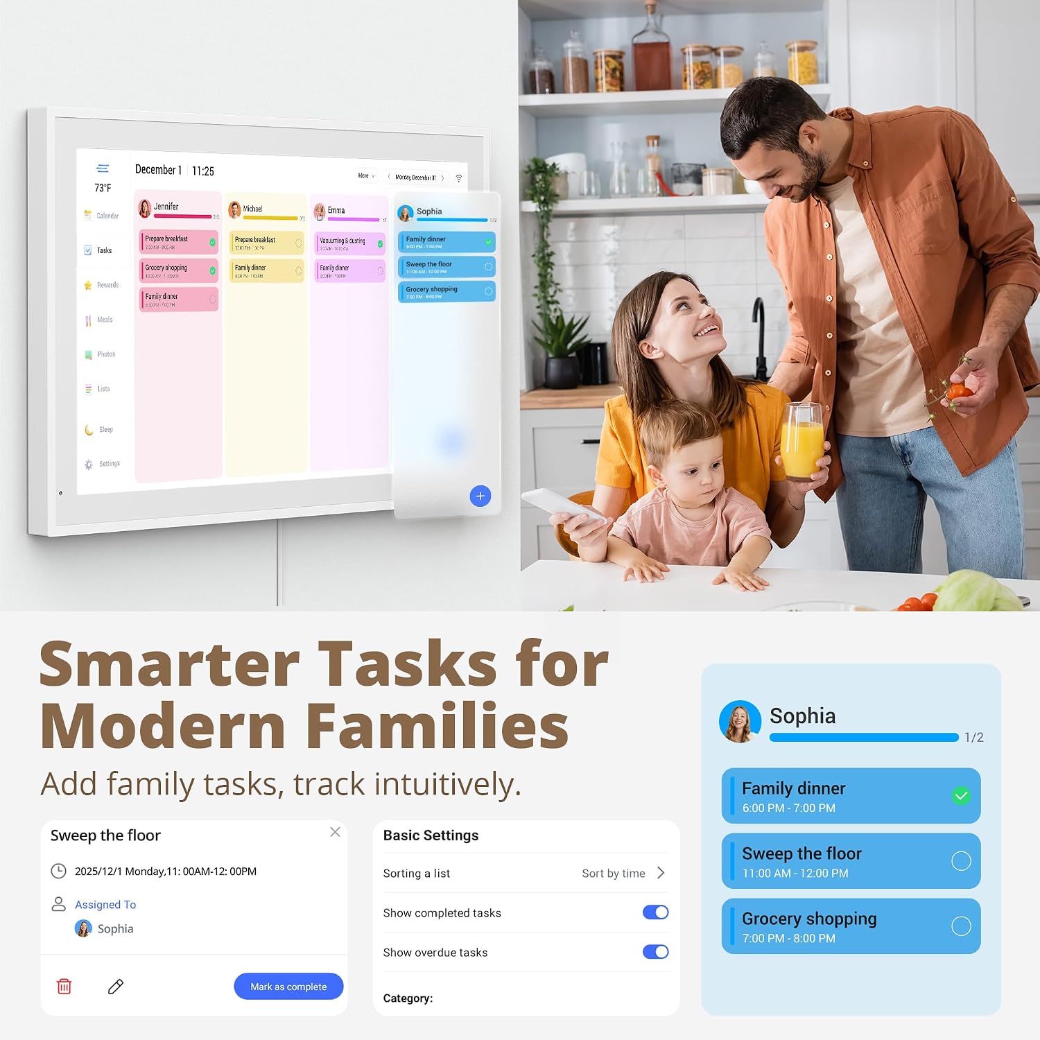 Dragon Touch 21.5' Digital Calendar Chore Chart – 1080P Full HD Interactive Touchscreen, Smart Family Planner, Hearth Display Digital Calendar Wall & Desk Mountable for Seamless Scheduling