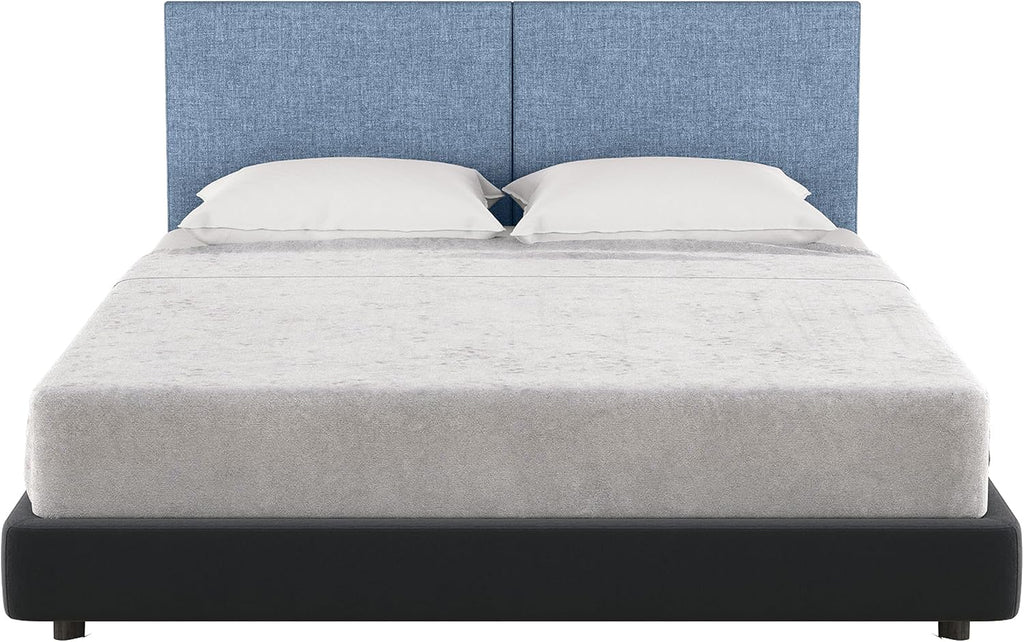 Jaxx Panelist Modern Padded Headboard- Set of 2 Wall Mounted Panels (Each 22.5' x 30')- Queen Double Tall, Microvelvet Petrol Blue