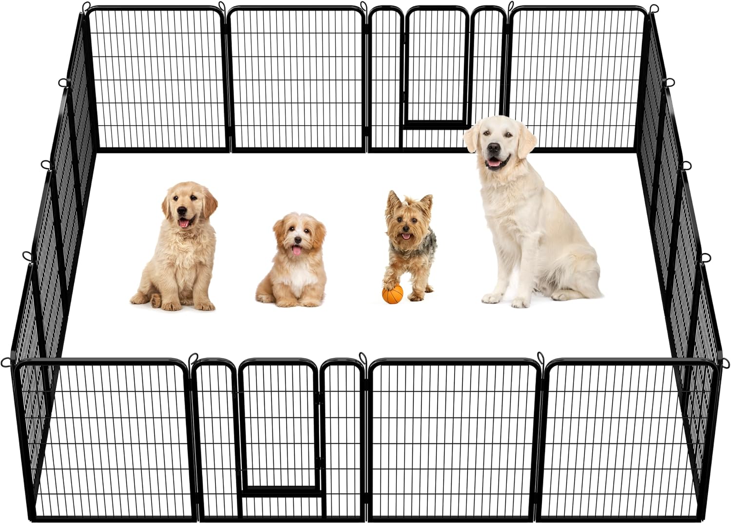 Yaheetech 40in 12-Panel Metal Dog Playpen Fence for Indoor Yard RV Camping | Heavy-duty Rustproof Frame with Secure Latch Door, Tool-free Assembly, Foldable Storage, Ideal for Medium to Large Dog Breeds