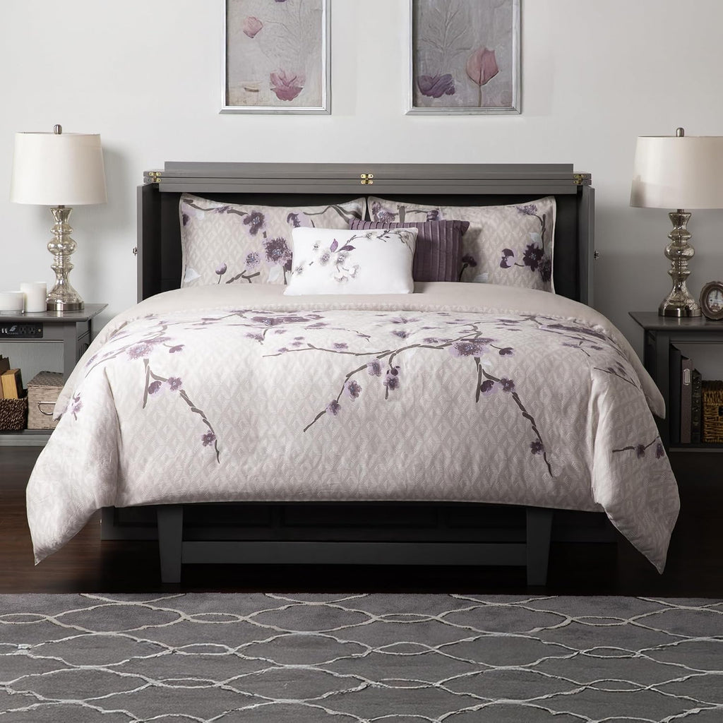 AFI Deerfield Murphy Bed Chest with Charging Station, Queen, Grey