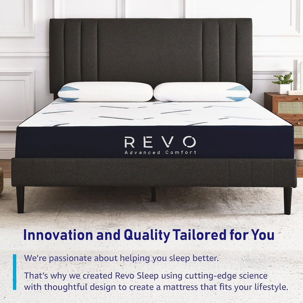 REVO Sleep 10 Inch Gel Memory Foam Mattress, King Size – Cooling Gel Foam with Balanced Support, Modern Comfort Designed for Today's Bedrooms