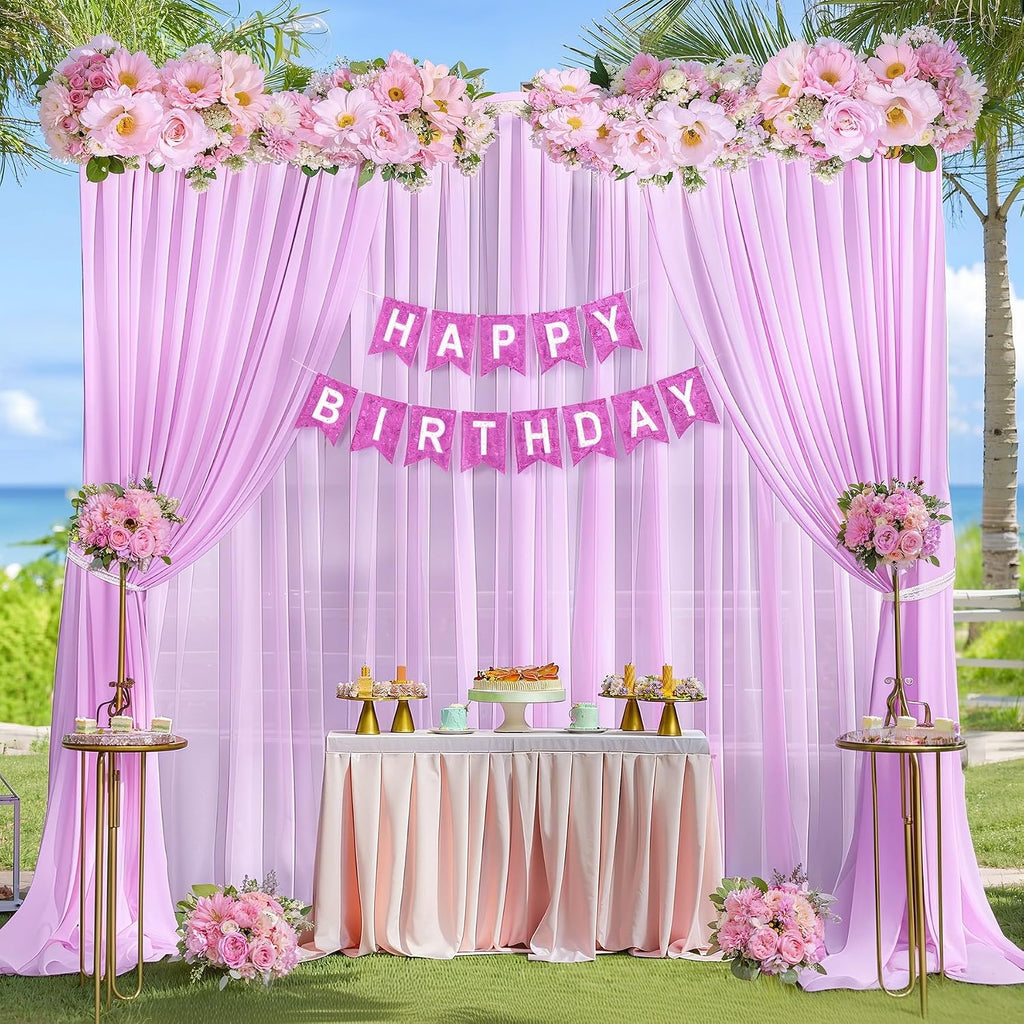 40ft x 10ft Pink Backdrop Curtains, Wrinkle-Free Sheer Chiffon Fabric Photo Backdrop Drapes for Wedding Arch Party Ceremony Stage Photography Decorations