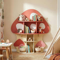 Karl home Children Mushroom Bookcase, Toddler Tree Bookshelf for Kids, Baby Montessori Bookshelf and Toy Storage, Kids Room Furniture, Display Shelf for Bedroom, Nursery, Playroom, Red-Orange