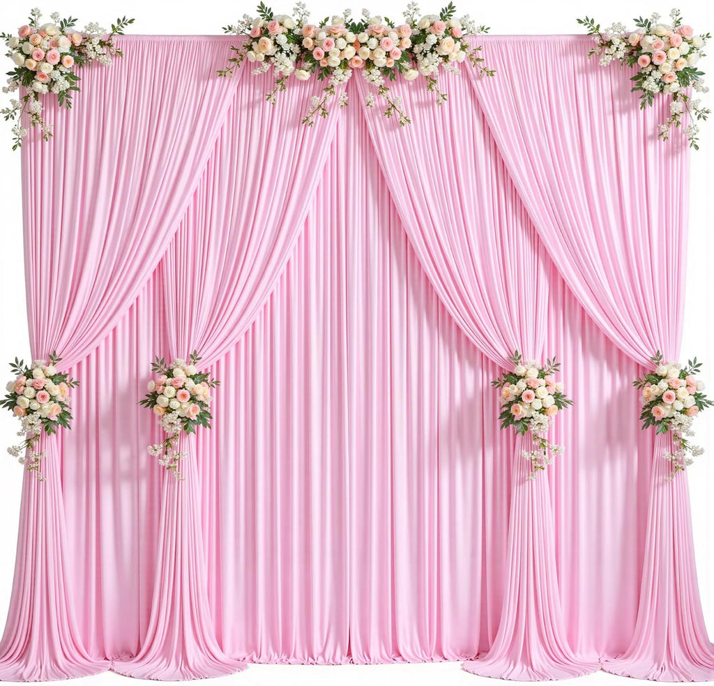 50ft x 12ft Light Pink Backdrop Curtains Wrinkle Free Backdrop Curtain for Wedding Parties Pink Fabric Backdrops Drapes Back Drop Cloth Bridal Shower Stage Curtains Wedding Decorations for Reception