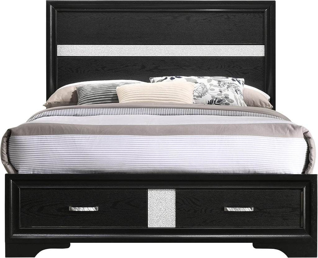 Coaster Home Furnishings Miranda Contemporary Wood Full Size Storage Panel Bed Frame 50-inch Headboard Black 206361F