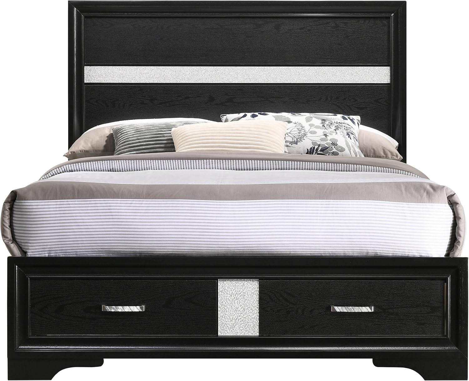 Coaster Home Furnishings Miranda Contemporary Wood Full Size Storage Panel Bed Frame 50-inch Headboard Black 206361F