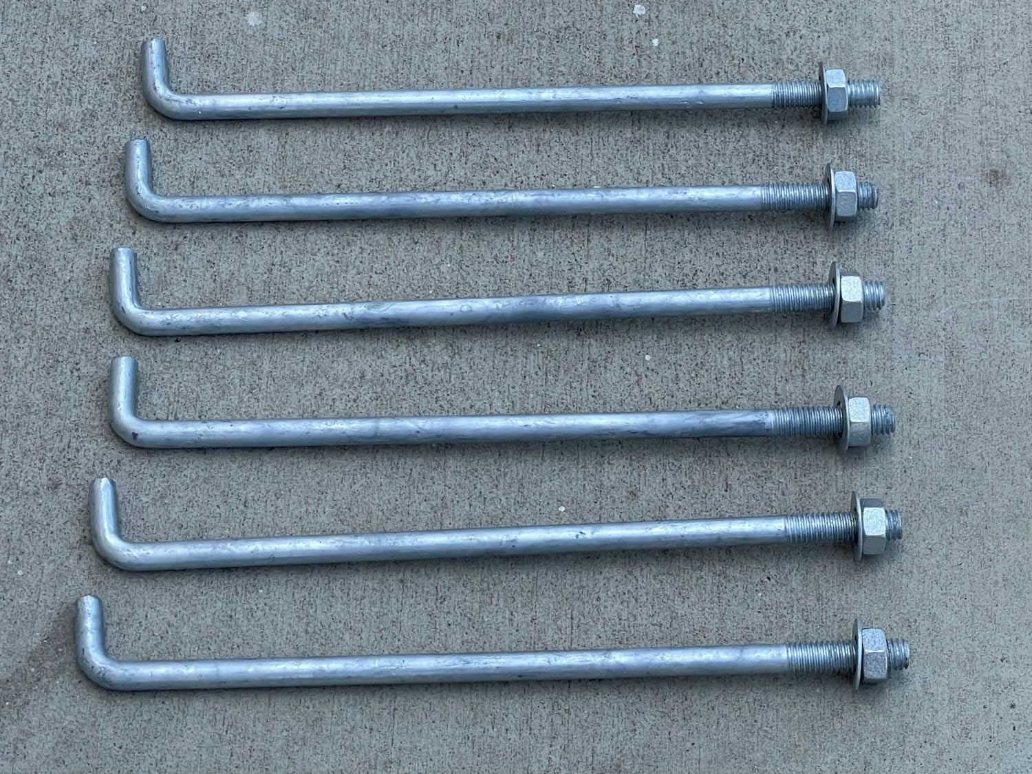 Sandbaggy 1/2' X 12' Threaded Concrete Anchor L-Bolts (Nuts & Washers Included) - Hot Dipped Galvanized - Sill Plate, Base Plate, Masonry, Wood, Cement Anchors, J Bolt (100, 1/2' x 12')