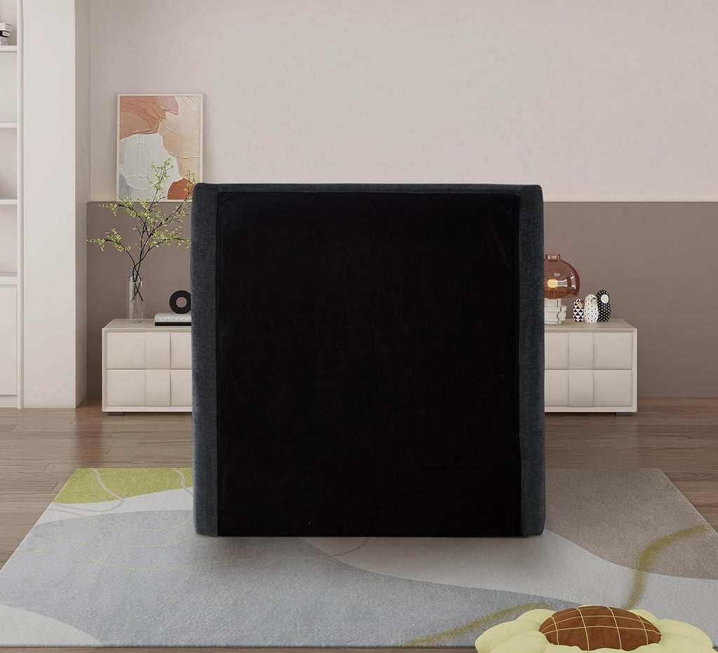 Meridian Furniture B1207Black-T Penny Collection Modern | Contemporary Twin Bed with Rich Black Chenille Fabric, Curved Headboard, 52' W x 82.5' D x 52' H, Black, Twin