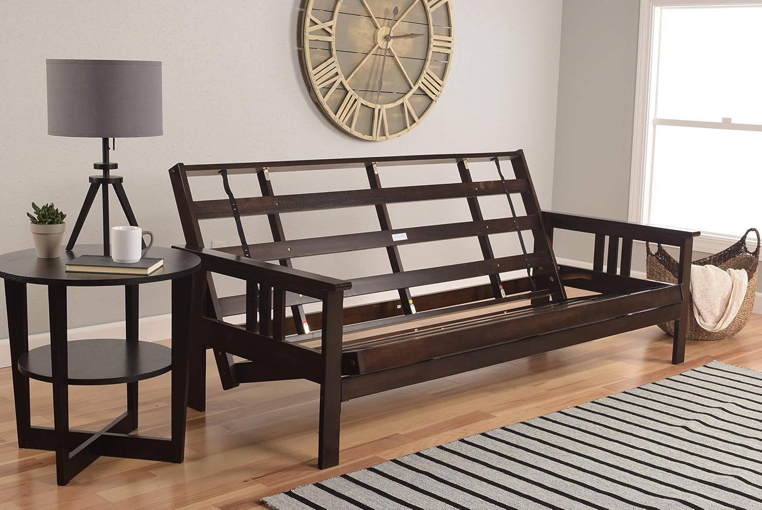 Kodiak Furniture Monterey Futon Set, No Drawers, with Espresso Base and Suede Black Mattress