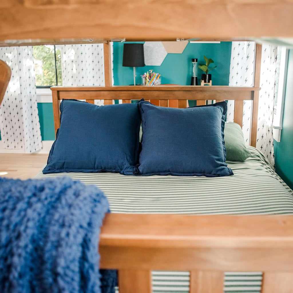 Max & Lily Classic Twin Over Full Bunk Bed, with Storage Drawers, Pecan