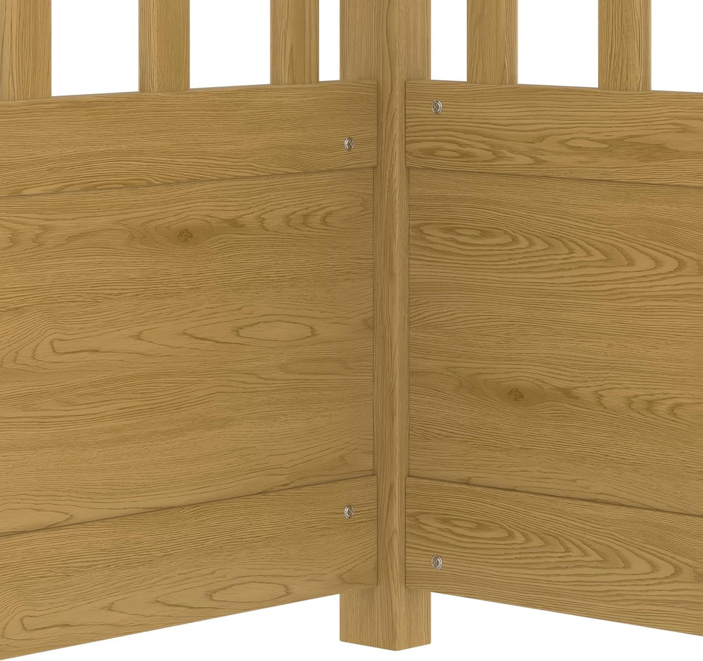 Full Size Canopy Bed Frame with Guardrails,Floor Bed Full with Four Poster Design,Montessori Floor Bed,Wood Canopy Bed Frame for Girls,Boys(Full,Natural)