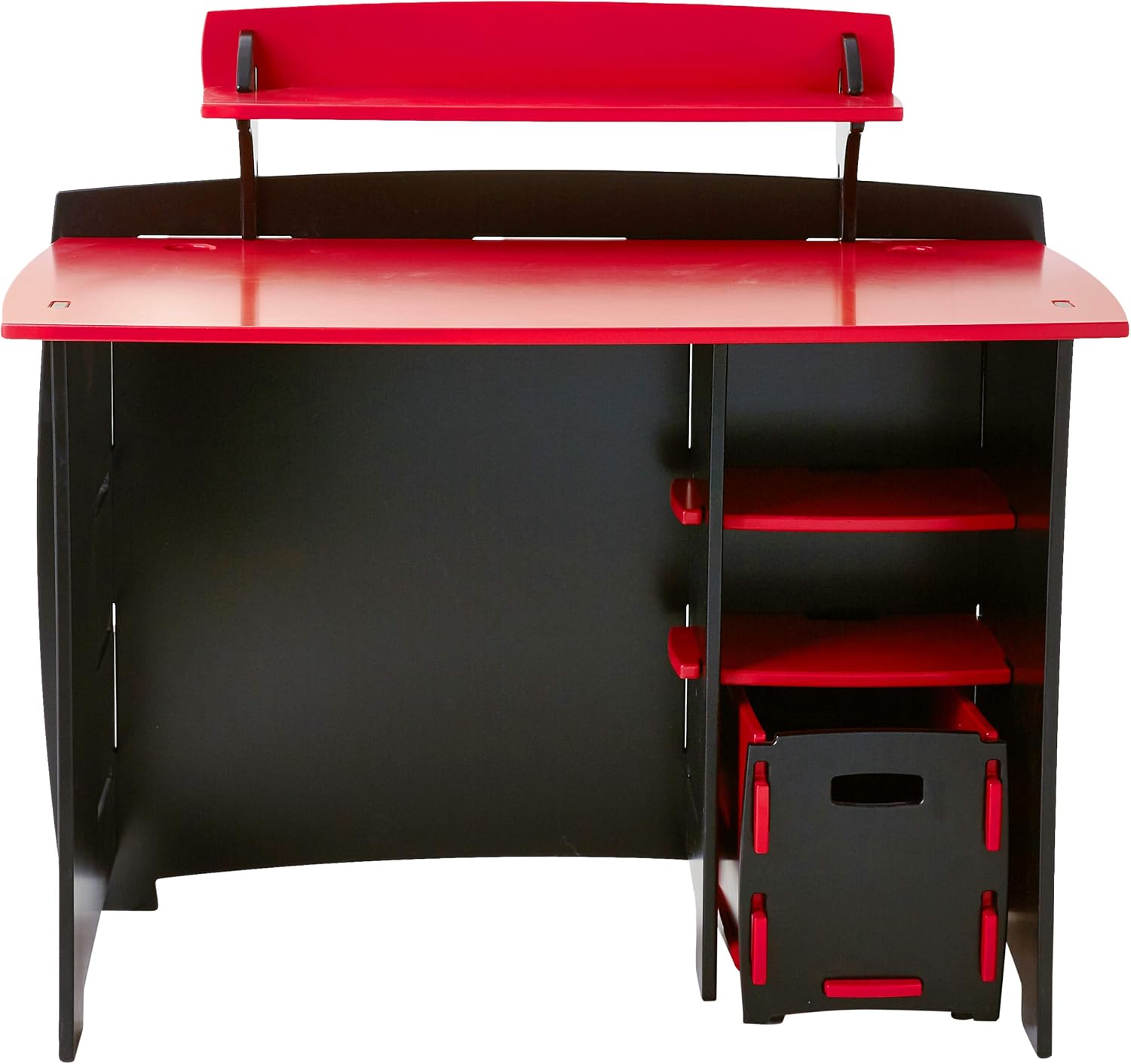 Legaré Furniture Children's Desk with Shelves and File Cart Set for Kids, Red and Black
