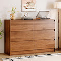 Chrangmay 6 Drawer Dresser,47' Wide Mid Century Chest of Drawers,Wooden Bedroom Drawer Dresser with 6 Storage Drawers for Bedroom,Living Room,with Anti-Tipping Device, Brown