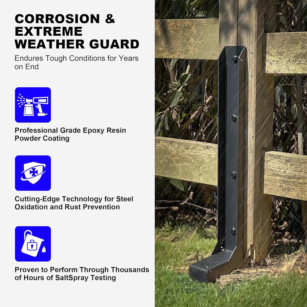 Fence Post Repair Kit - One-Piece Steel Anchors & Stakes for Broken/Leaning 4x4/6x6 Wood Posts (Thickened 11-Gauge, 6-Pack)