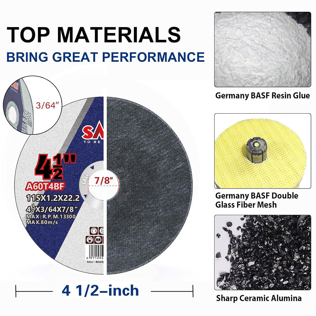 SALI 400 Pack Cut Off Wheel 4 1/2 Inch Cutting Wheels 4-1/2' x 3/64' x 7/8' for Metal & Stainless Steel, Angle Grinder Cutting Wheel,Cutting Discs with Aggressive Cutting
